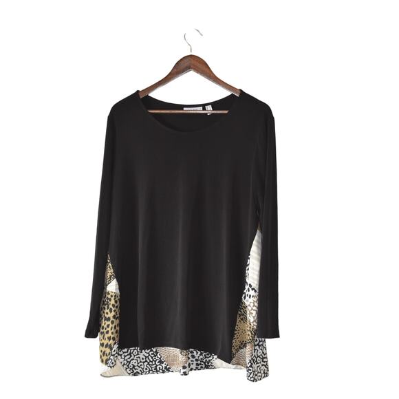 Susan Graver Black Liquid Knit Tunic w/ Printed Back Size L - Picture 1 of 3